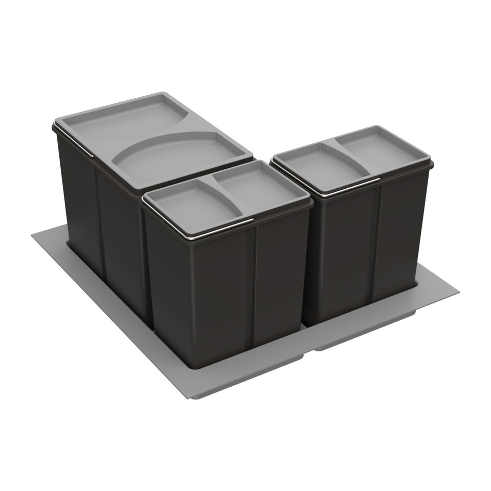 2 Fächer Küchenwanne Für Abfall & Recycling 60L Zero Waste