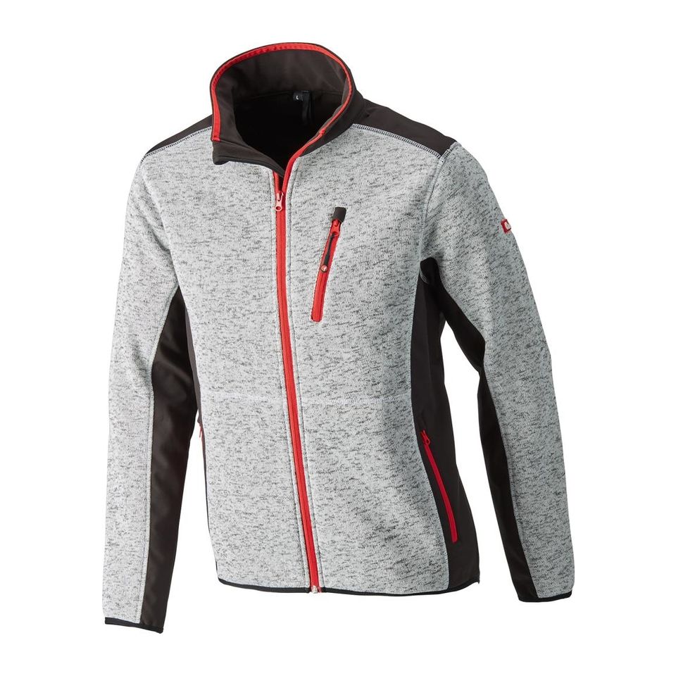 Strickjacke, Softshell, S, hellgrau-rot, FORTIS KOCH