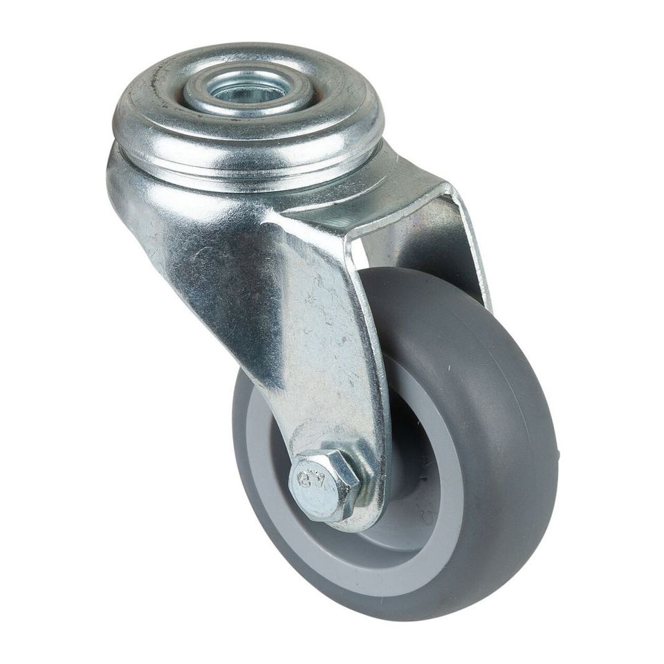 50 mm | Lenkrolle mit Bremse: thermoplastisches Gummimaterial, Befes