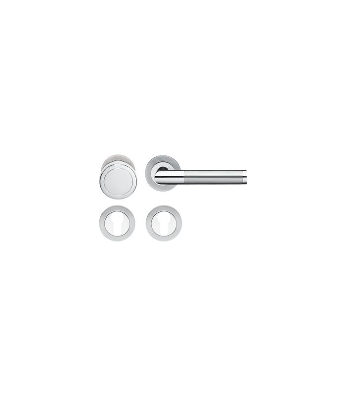 Wechsel-Rosettengarnitur Rio Steel ER34 PZ Edel.pol./matt rechts TS 39-48mm
