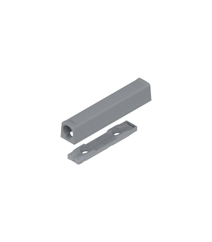 TIP-ON Adapterplatte für Türen, Langversion, gerade, Schrauben, R7036 platingrau