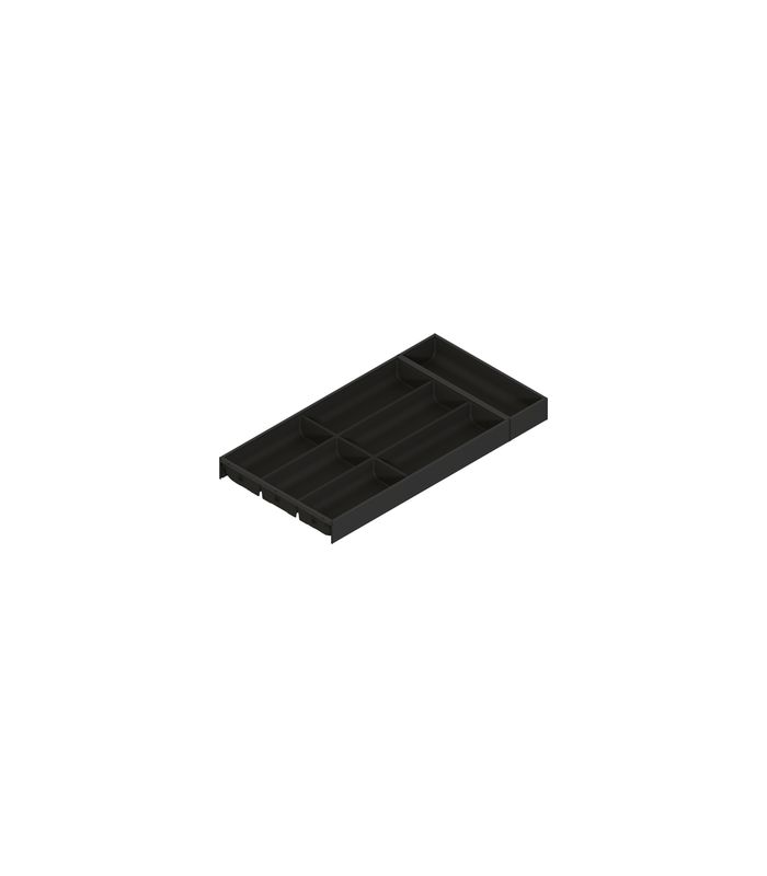 AMBIA-LINE Besteckeinsatz, für LEGRABOX/MERIVOBOX Schubkasten, Kunststoff / Stahl, 7 Besteckfächer, NL=600 mm, Breite=300 mm, carbonschwarz matt