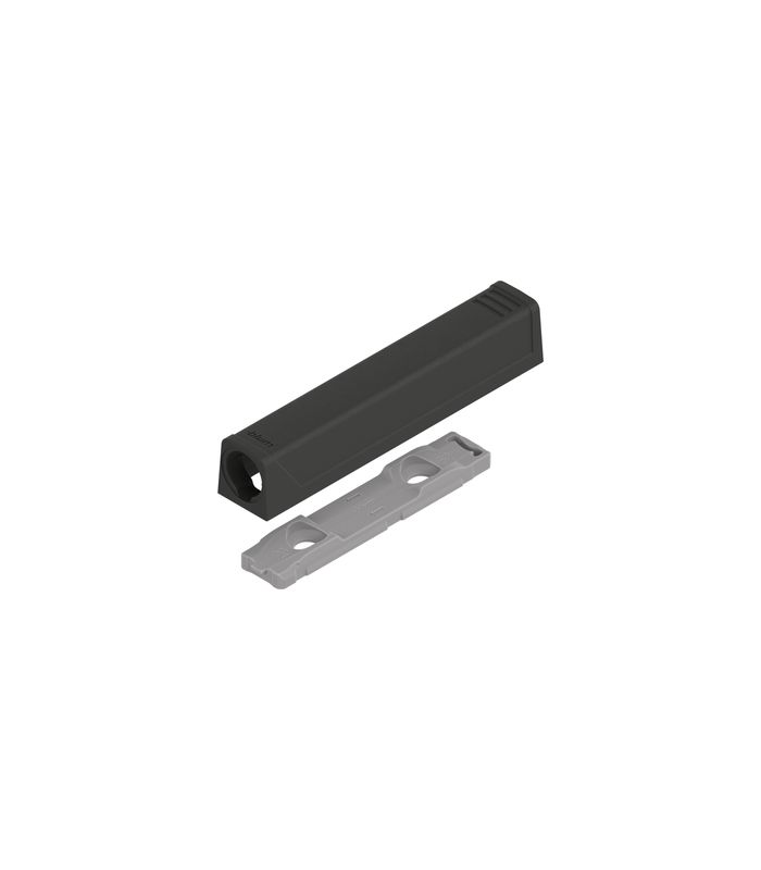 TIP-ON Adapterplatte für Türen, Langversion, gerade, Schrauben, carbonschwarz