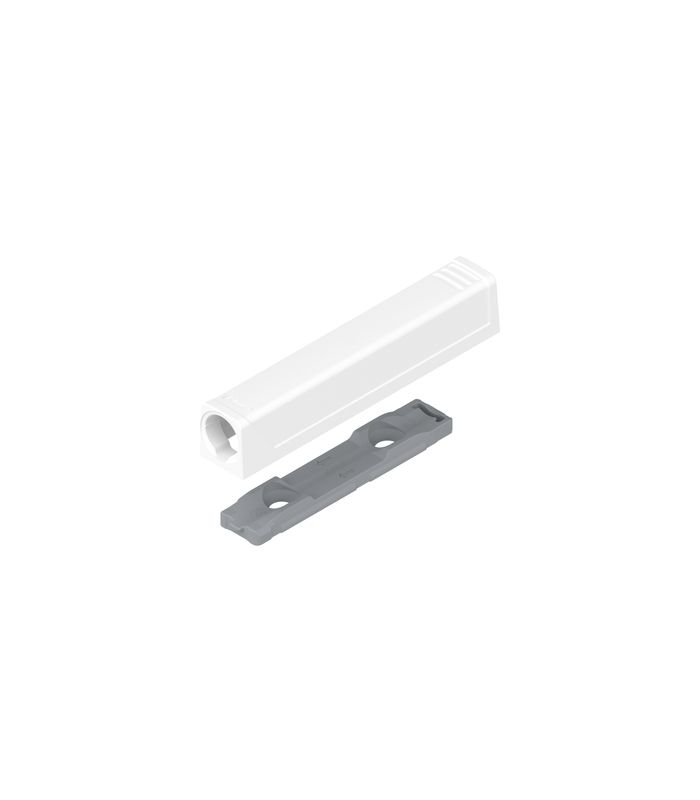 TIP-ON Adapterplatte für Türen, Langversion, gerade, Schrauben, seidenweiss