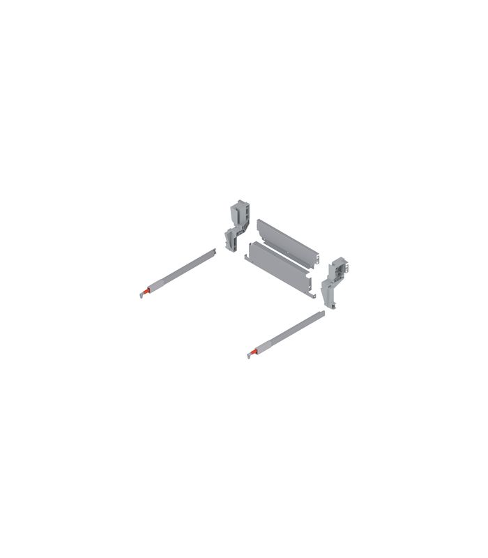 TANDEMBOX Stahlrückwand für Müllauszug hängend, Höhe M (96,5 mm), LW=360.5-361.4 mm, R9006 w-alu/weissgr.