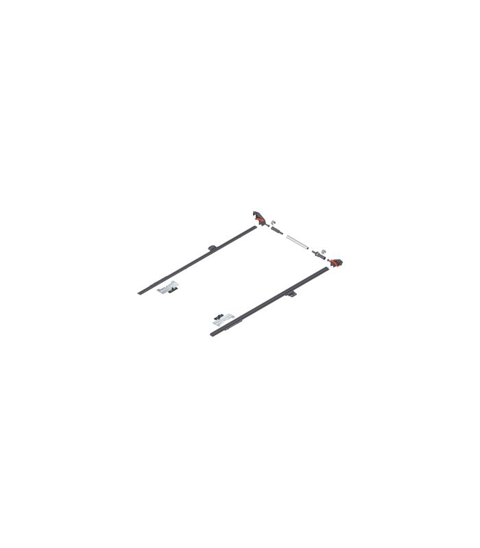 MERIVOBOX Seitenstabilisierung, NL=650 mm, KB=1400 mm, Vollauszug, zum Ablängen, R7037 staubgrau