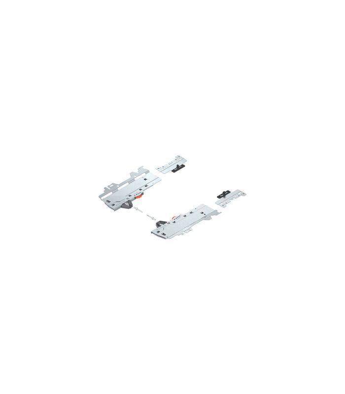 Set (TIP-ON BLUMOTION Einheit + Mitnehmer + Adapter), für MERIVOBOX, Typ S1, NL=270-300 mm, Gesamtgewicht des Auszugs=10-20 kg, links/rechts, R7035 lichtgrau