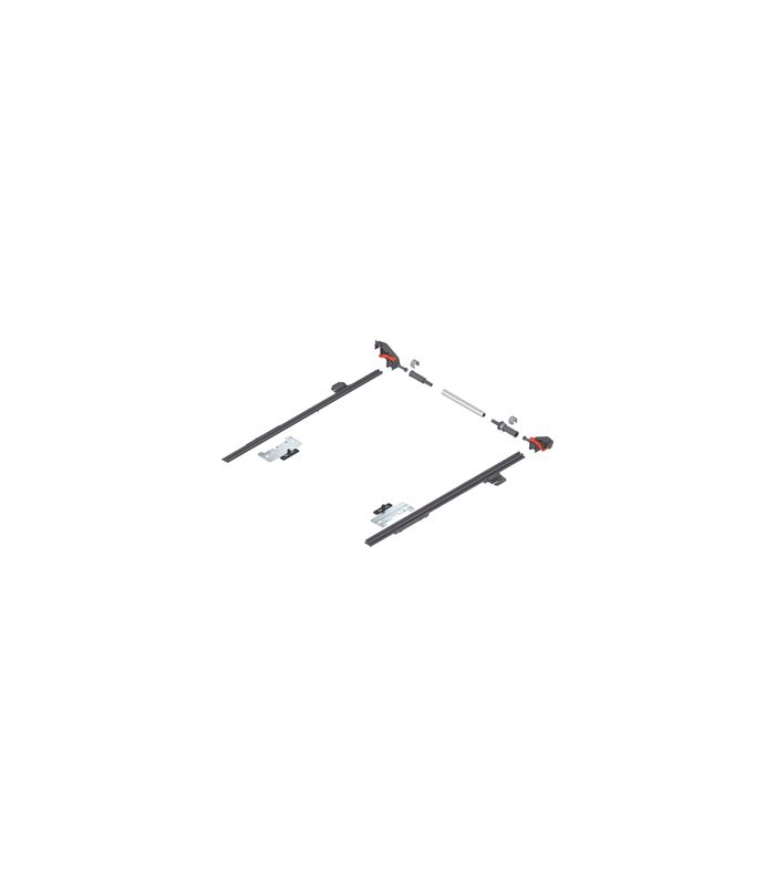 LEGRABOX/MERIVOBOX/MOVENTO Seitenstabilisierung, NL=400 mm, KB=1400 mm, Vollauszug, zum Ablängen, R7037 staubgrau