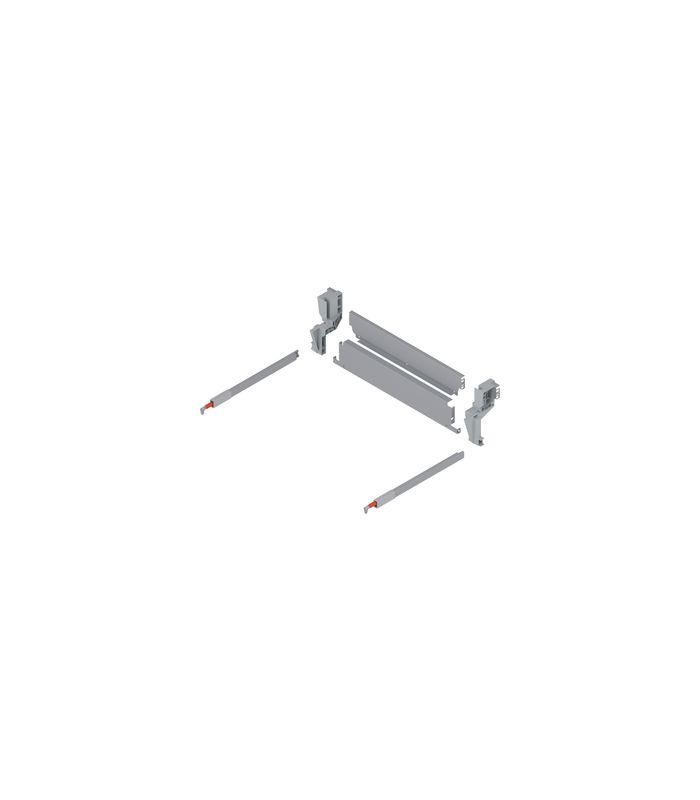 TANDEMBOX Stahlrückwand für Müllauszug hängend, Höhe M (96,5 mm), LW=510.5-511.4 mm, R9006 w-alu/weissgr.
