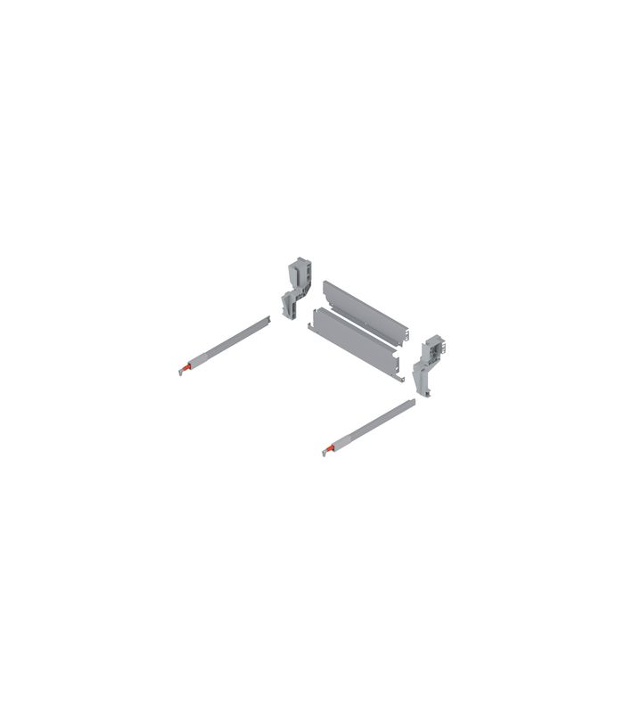 TANDEMBOX Stahlrückwand für Müllauszug hängend, Höhe M (96,5 mm), LW=460-464 mm, R9006 w-alu/weissgr.