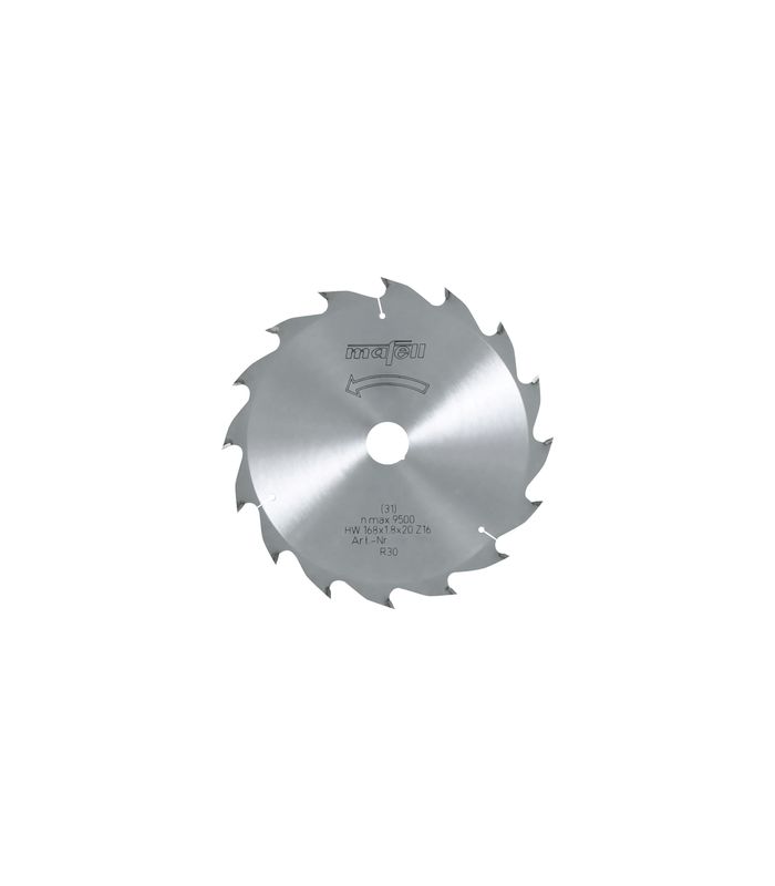 Sägeblatt-HM 168 x 1,2/1,8 x 20 mm, Z 16, WZ, für Längsschnitte in Holz