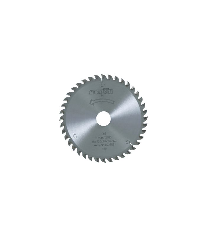Sägeblatt-HM 120 x 1,2/1,8 x 20 mm, Z 40, FZ/TR, für Feinschnitte in Holz