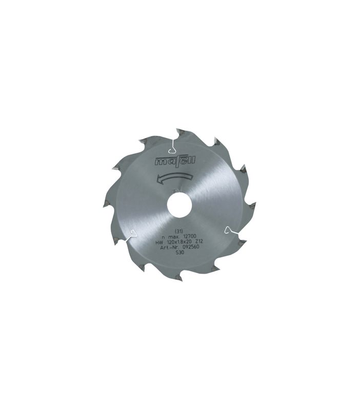 Sägeblatt-HM 120 x 1,2/1,8 x 20 mm, Z 12, WZ, für Längsschnitte in Holz
