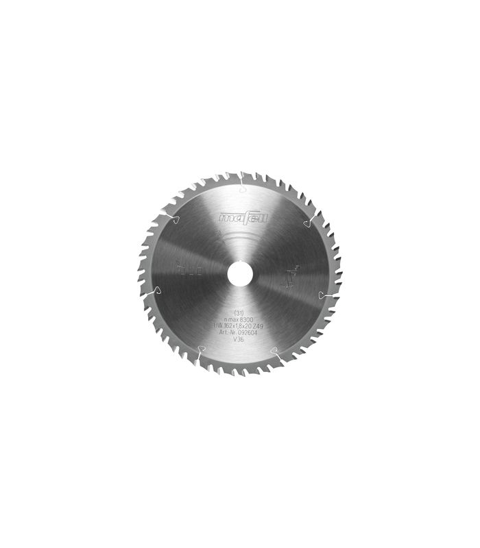 Sägeblatt-HW, 162 x 1,2/1,8 x 20mm, Z49-7, 3WZ/FZ, Feinschnitte in Holz, Platten
