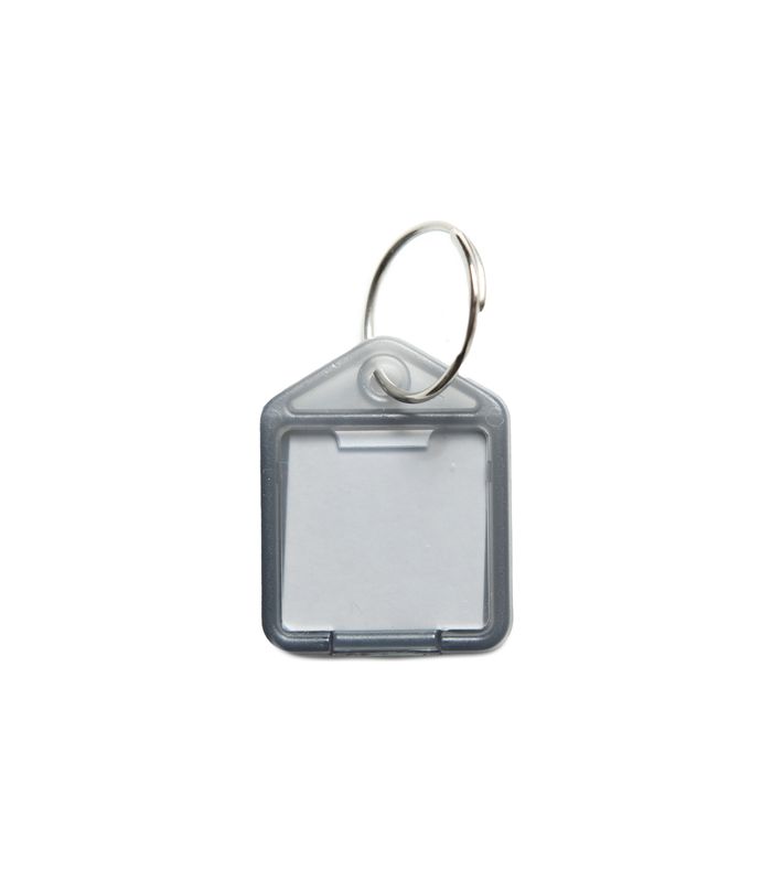 Schlüsselanhänger Kunststoff grau 27x38 mm pro Farbe