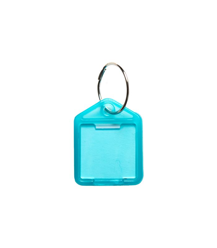 Schlüsselanhänger Kunststoff türkis 27x38 mm pro Farbe