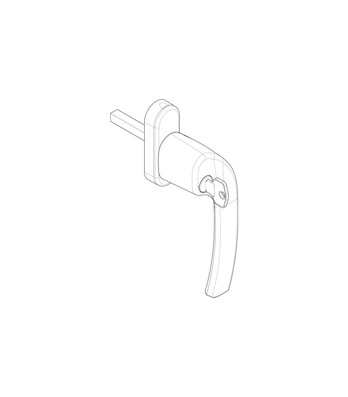 Fenstergriff, abschliessbar, Druckzylinder, 7/43 RotoLine, Standard, DIN Links, verkehrsweiß