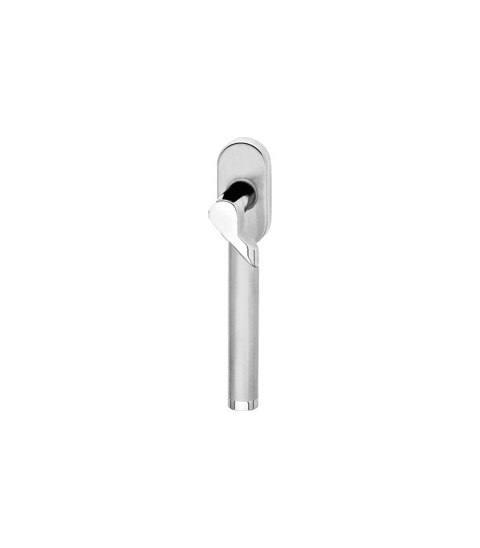 Fenstergriff F384 rechts mit 4-fach Rst. Chrom/Edelst.matt