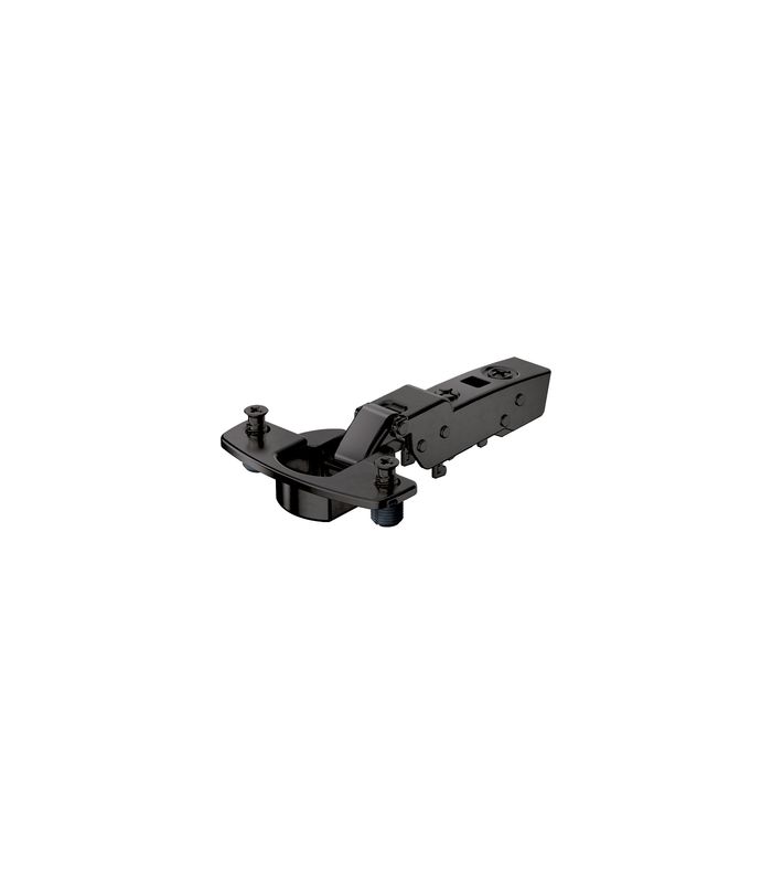 Sensys Dicktürscharnier, Türdicke bis 32 mm, mit integrierter Dämpfung (Sensys 8631i), in obsidianschwarz, halb vorliegend, Öffnungswinkel 95°, Bohrbild TH 52 x 5,5 mm, mit Spreizmuffen (ø 10 x 11)