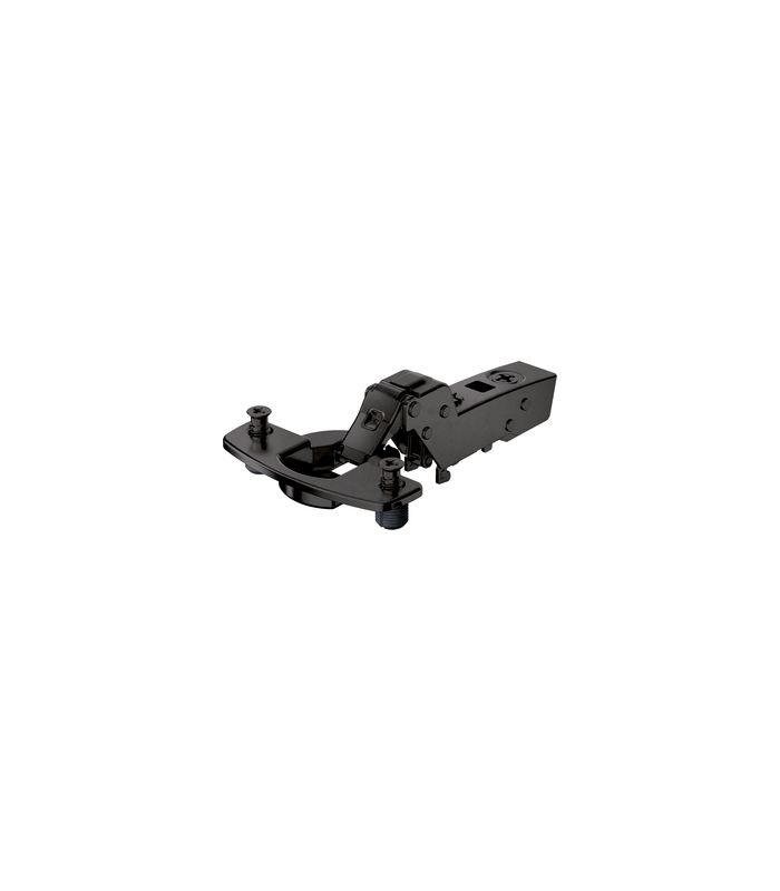 Sensys Dünntürscharnier, Türdicke ab 10 mm, ohne Schließautomatik (Sensys 8676), in obsidianschwarz, einliegend, Öffnungswinkel 110°, Bohrbild TH 52 x 5,5 mm, mit Spreizmuffen (ø 10 x 8)