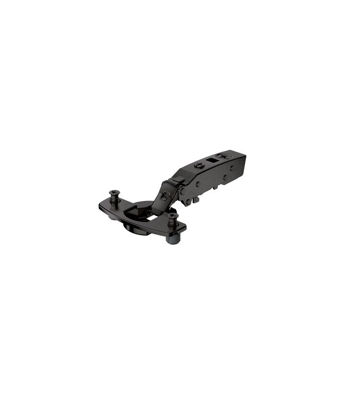 Sensys Dünntürscharnier, Türdicke ab 10 mm, ohne Schließautomatik (Sensys 8676), in obsidianschwarz, vorliegend, Öffnungswinkel 110°, Bohrbild TH 52 x 5,5 mm, mit Spreizmuffen (ø 10 x 8)