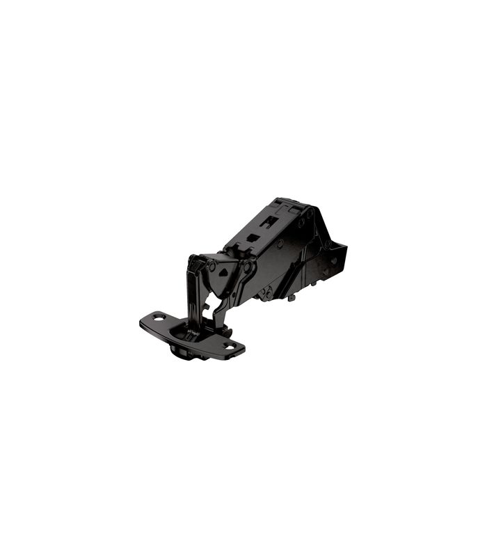 Sensys Weitwinkelscharnier, mit Null-Einsprung, ohne Schließautomatik (Sensys 8687), in obsidianschwarz, halb vorliegend, Öffnungswinkel 165°, Bohrbild TH 52 x 5,5 mm, zum Anschrauben (-)