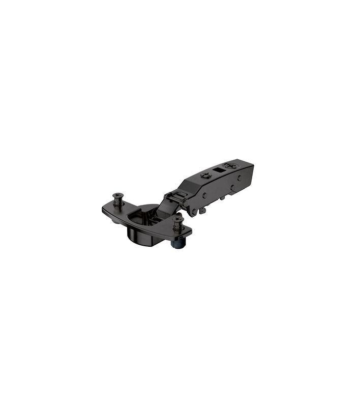 Sensys Dicktürscharnier, Türdicke bis 32 mm, ohne Schließautomatik (Sensys 8661), in obsidianschwarz, vorliegend, Öffnungswinkel 95°, Bohrbild TH 52 x 5,5 mm, mit Spreizmuffen (ø 10 x 11)