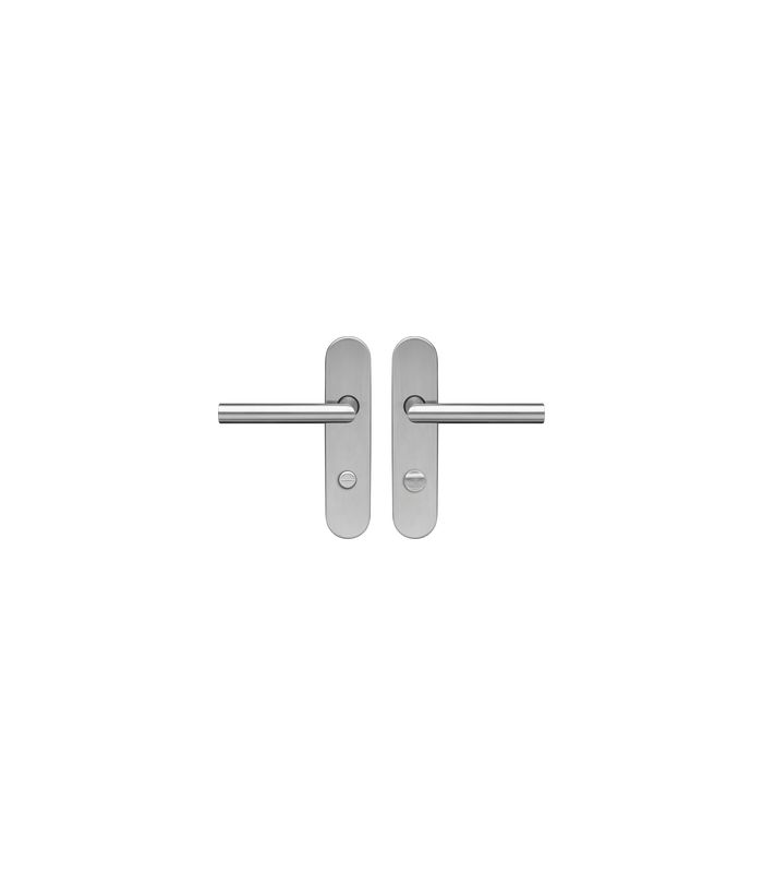 Langschildgarnitur Rhodos EL28A BAD 78mm Edelstahl matt 200x40mm TS 38-45mm