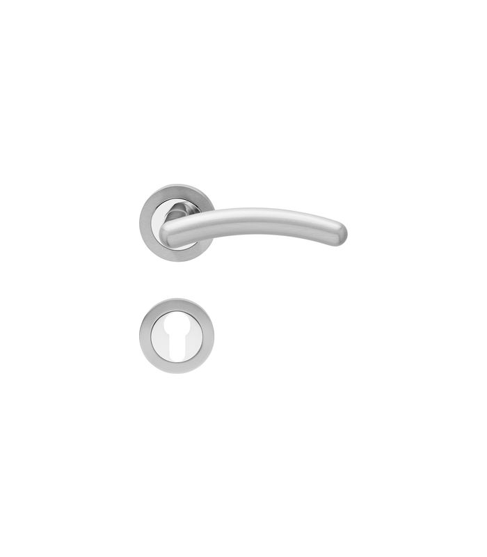 Drücker-Rosettengarnitur Gent R473 PZ Nickelmatt/Edelst.pol. TS 38-48mm