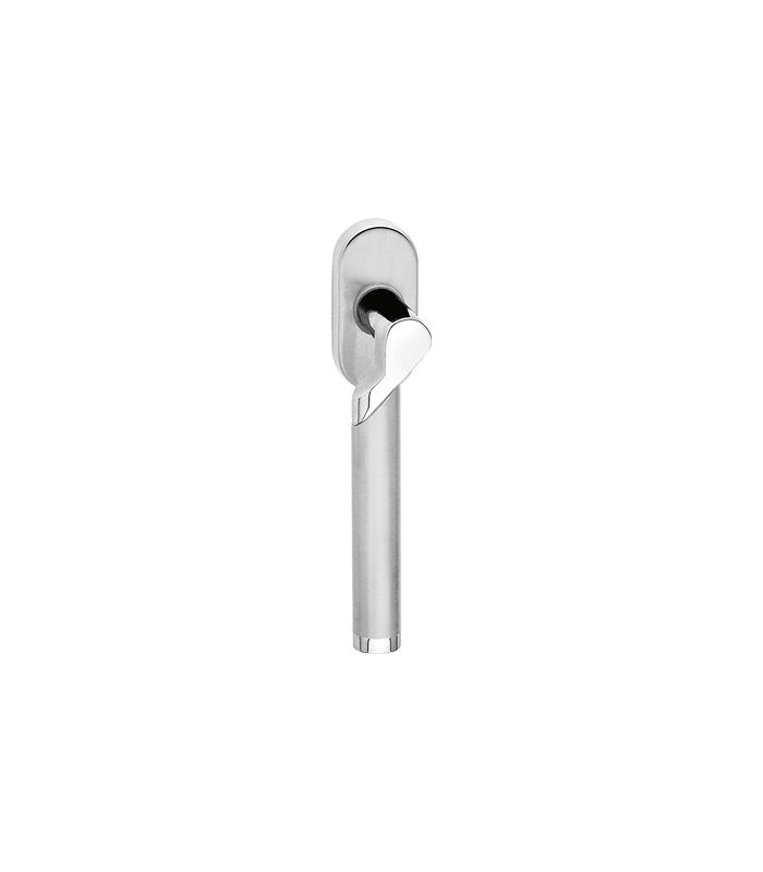 Fenstergriff F384 links mit 4-fach Rst. Chrom/Edelst.matt