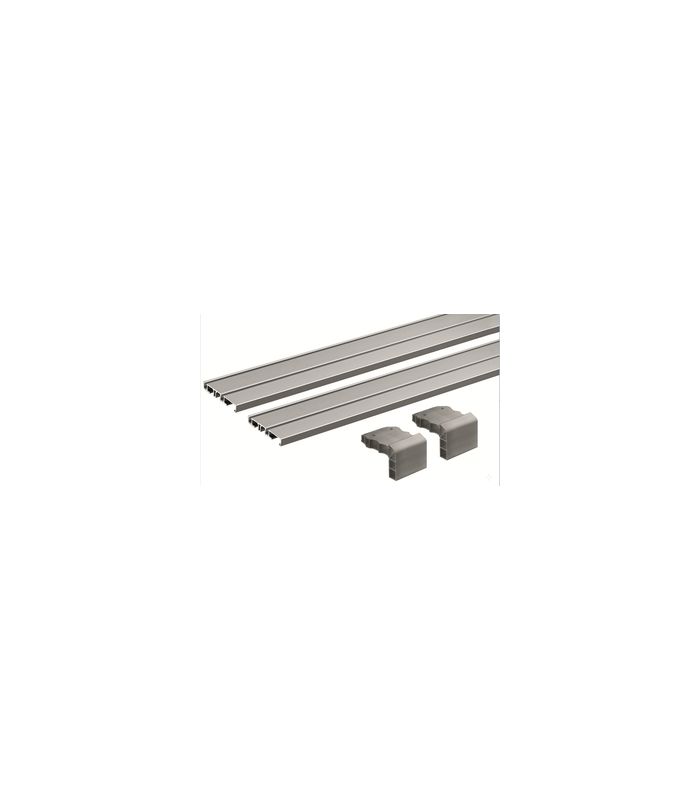 SlideLine M Profilset: 2-bahniges Laufprofil zum Anschrauben / Ankleben, 2500 mm