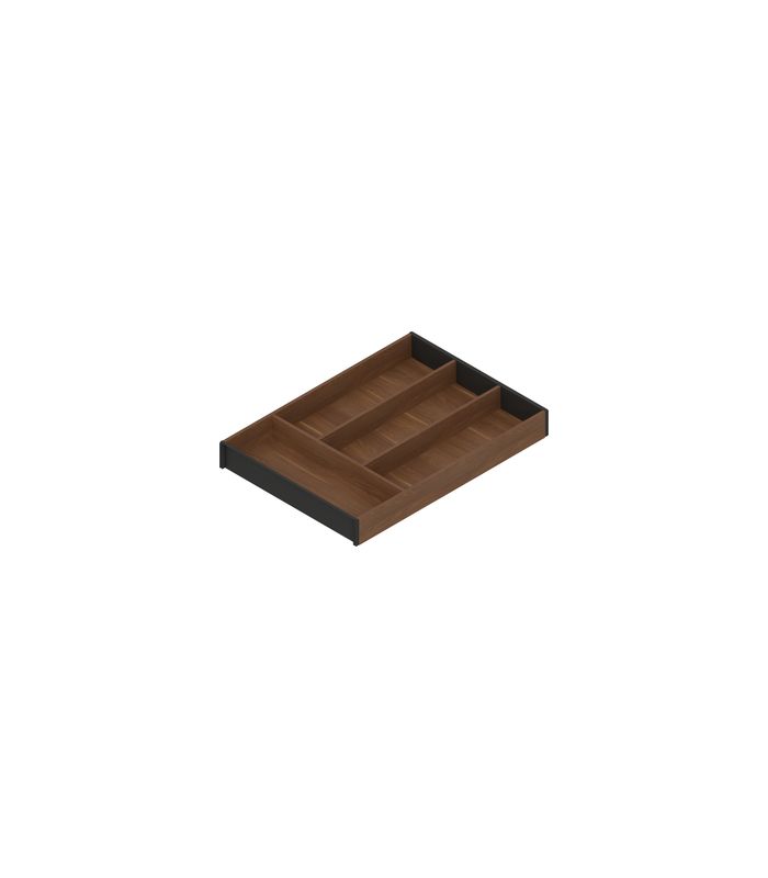 AMBIA-LINE Besteckeinsatz, für LEGRABOX/MERIVOBOX Schubkasten, Holzdesign, 4 Besteckfächer, NL=450 mm, Breite=300 mm, Tenn.Nuss/carbonschw