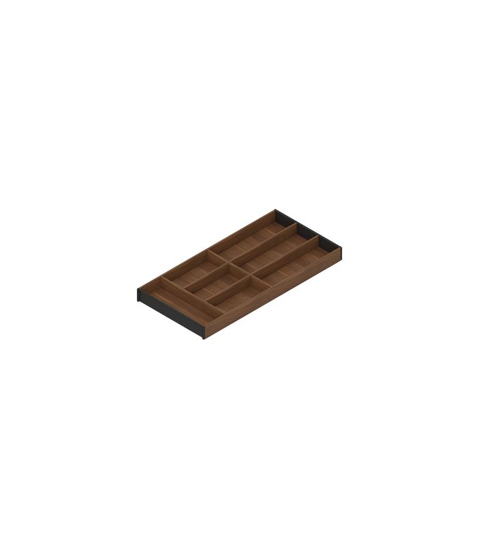 AMBIA-LINE Besteckeinsatz, für LEGRABOX/MERIVOBOX Schubkasten, Holzdesign, 7 Besteckfächer, NL=650 mm, Breite=300 mm, Tenn.Nuss/carbonschw