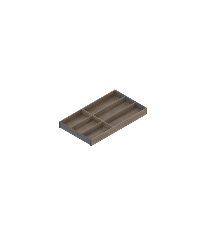AMBIA-LINE Besteckeinsatz, für LEGRABOX/MERIVOBOX Schubkasten, Holzdesign, 6 Besteckfächer, NL=550 mm, Breite=300 mm, Nebr.Eiche/oriongrau