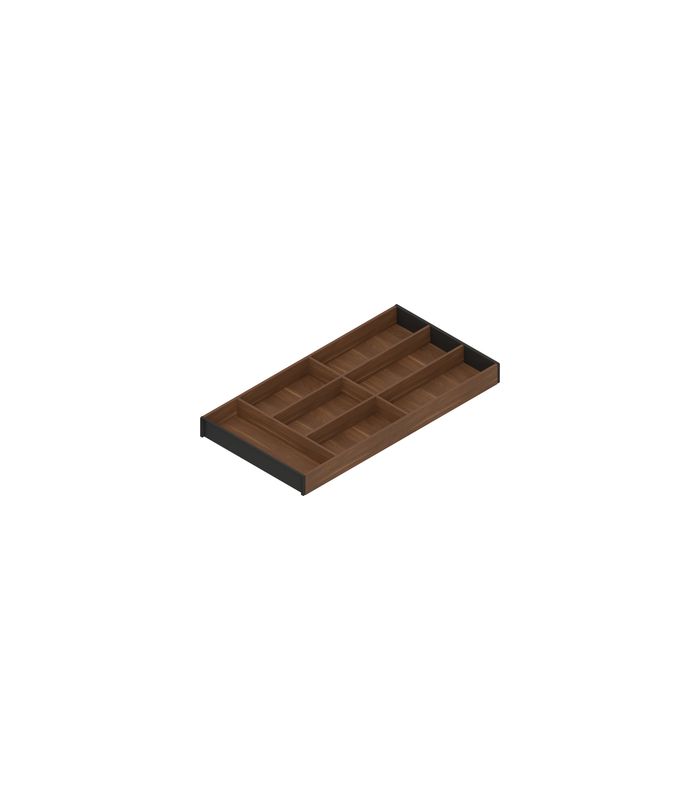 AMBIA-LINE Besteckeinsatz, für LEGRABOX/MERIVOBOX Schubkasten, Holzdesign, 7 Besteckfächer, NL=600 mm, Breite=300 mm, Tenn.Nuss/carbonschw