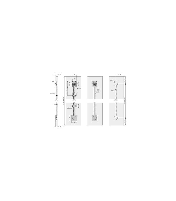 Hawa Ausrichtbeschlag für 1 Tür Alu roh L = 2040-2600 mm