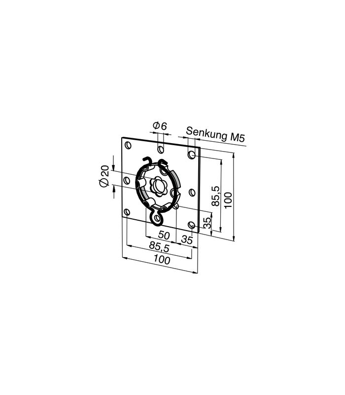 somfy Antriebslager LT 100x100 mm verzinkt, Federring große Öse