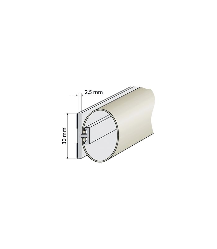 Rollladendichtung HS 1/30 weiß für Spaltdeckung 21-30 mm, Länge 2 Meter