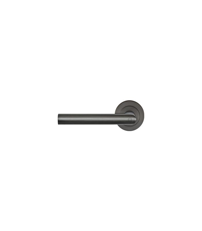 Drücker-Rosettengarnitur Rhodos ER28 DIN L ohne Schlüsselrosette Titan grau KD Basic TS 45mm