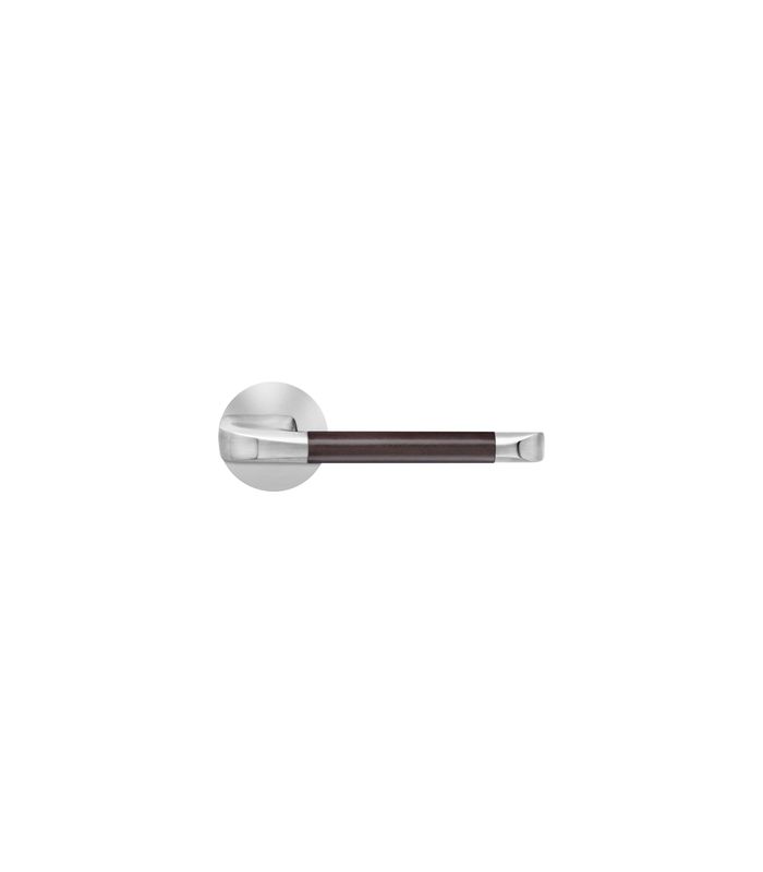 Drücker-Rosettengarnitur Kent EPL96LD OS Leder dunkelbraun /Edelst.matt PlanDesign