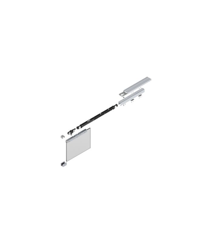 MK-L 80 G166 Schiebegrt. Edelst.-Eff., 1-flg. bis 80 kg Glas, 2000 mm