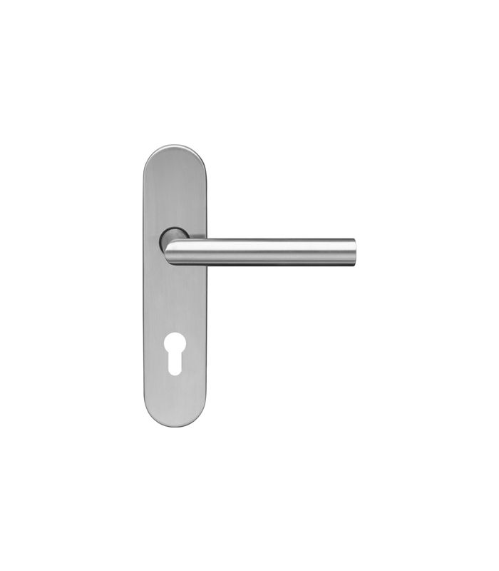 Langschildgarnitur Rhodos EL28A PZ 72mm Edelstahl matt 200x40mm TS 27-60mm