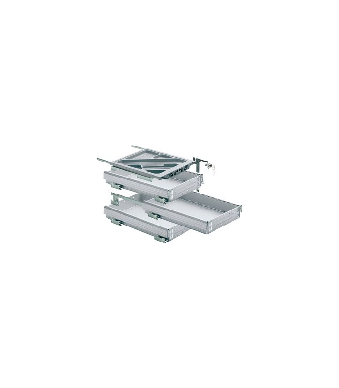 Container-Set mit Teilauszügen, 392, Aluminium Optik