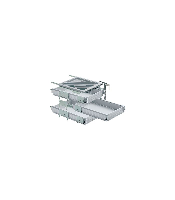 Container-Set mit Vollauszügen, 392, Aluminium Optik