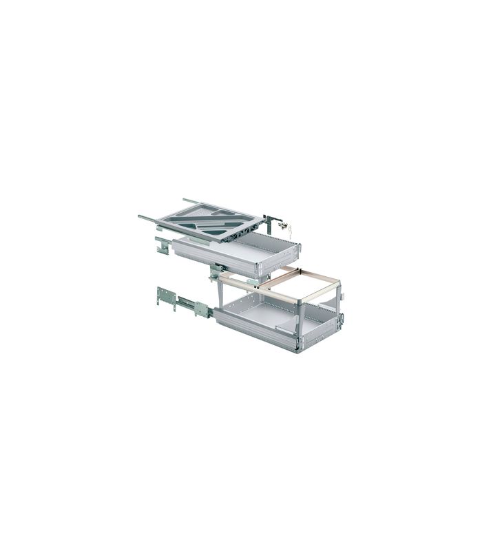 Container-Set mit Teil- und Überauszügen, 392, Aluminium Optik