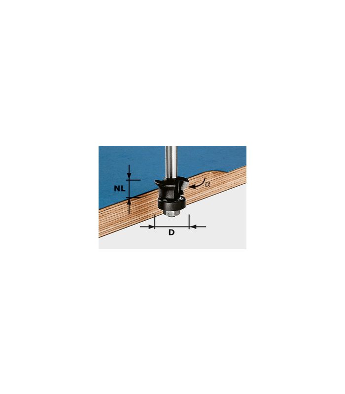 Fase-Bündigfräser HW S8 D24/0° +45°