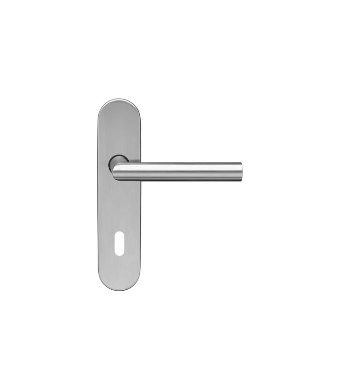 Langschildgarnitur Rhodos EL28A BB 72mm Edelstahl matt 200x40mm TS 27-60mm