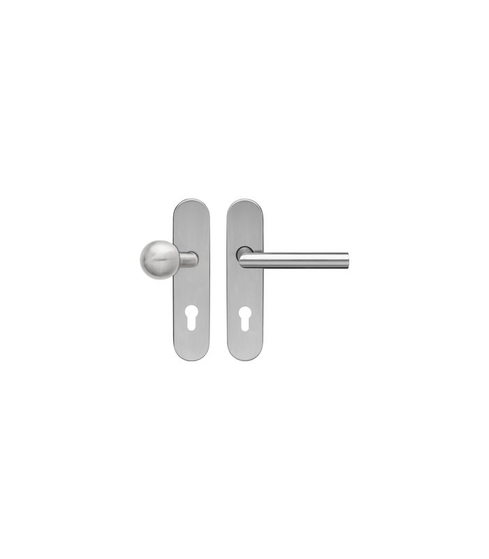Langschildgarnitur Rhodos EL/FS 28 WGR 72mm FS 9mm Edelstahl matt TS 27-60mm