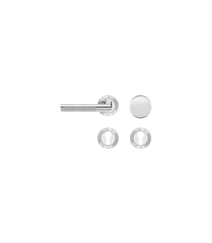 Wechsel-Rosettengarnitur Rio Steel ER34 PZ Edel.pol./matt links TS 39-48mm