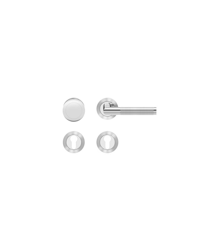 Wechsel-Rosettengarnitur Rio Steel ER34 PZ Edel.pol./matt rechts TS 39-48mm